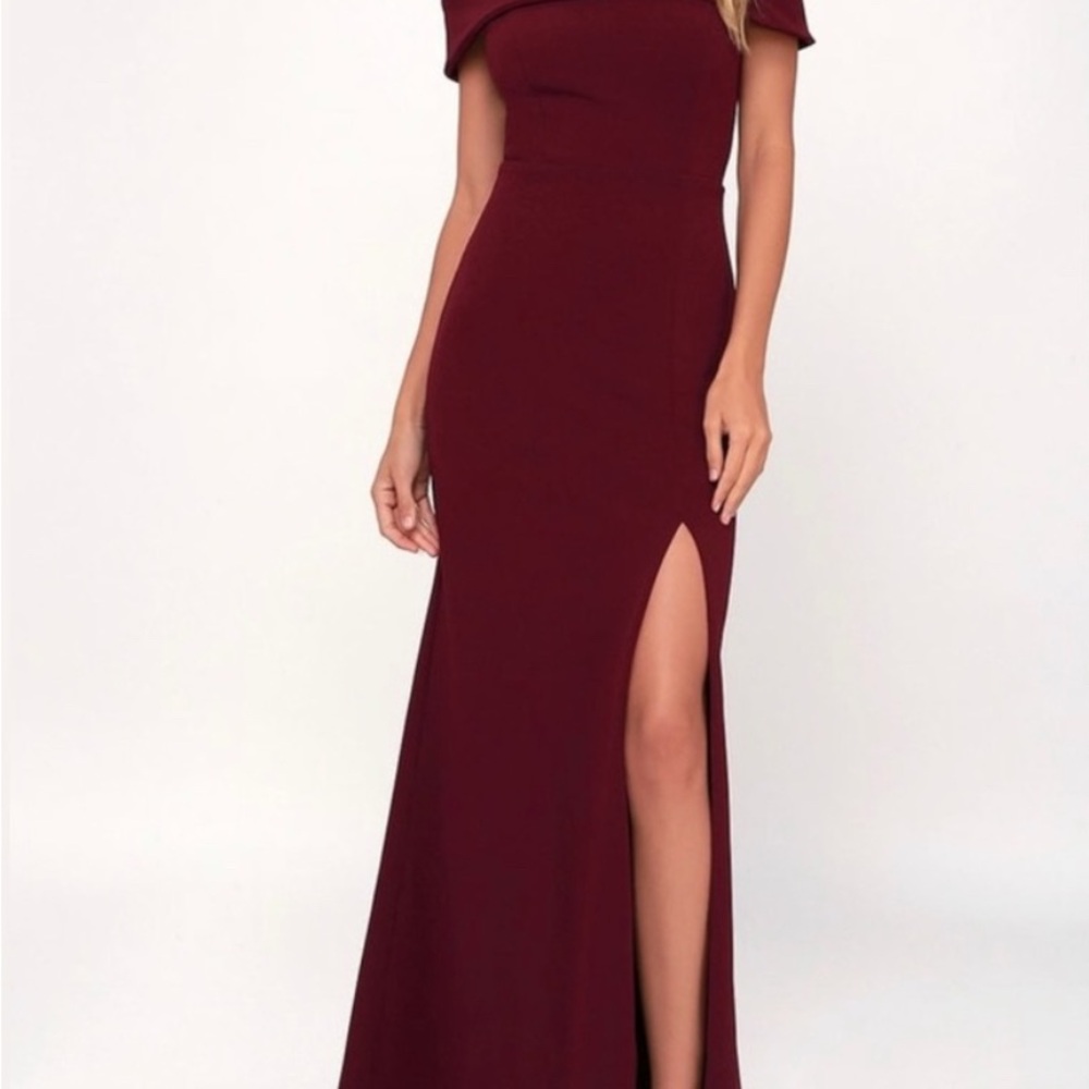 Lulu's Off The Shoulder Burgundy Dress